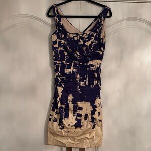 Suzi Chin for Maggy Boutique Navy and Cream Mini Dress